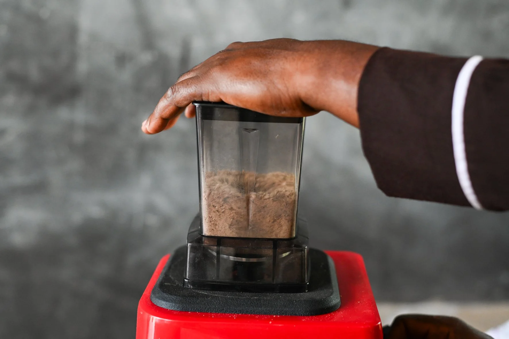 mixing dried spices.