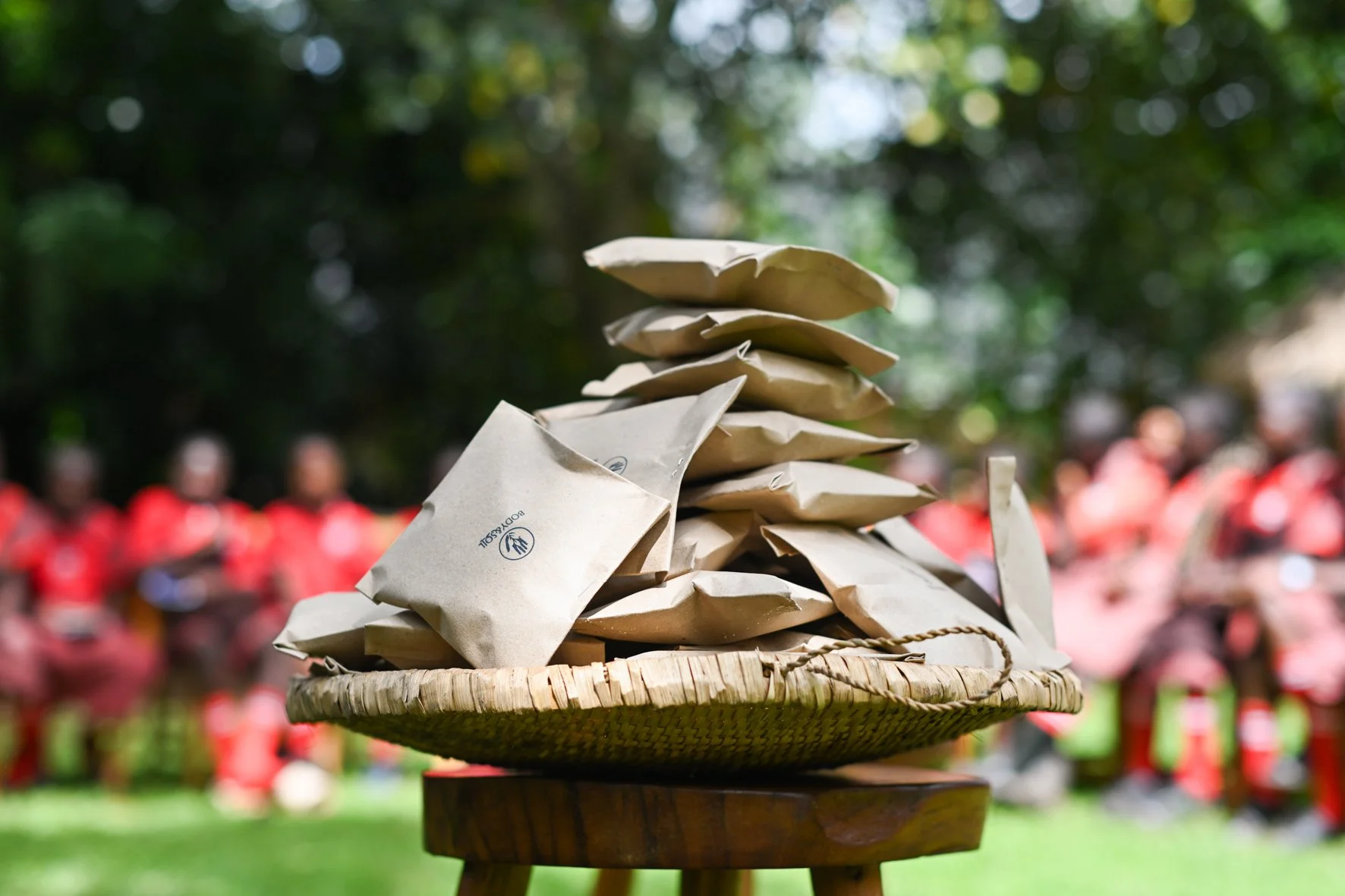 bean flour packaged and stacked