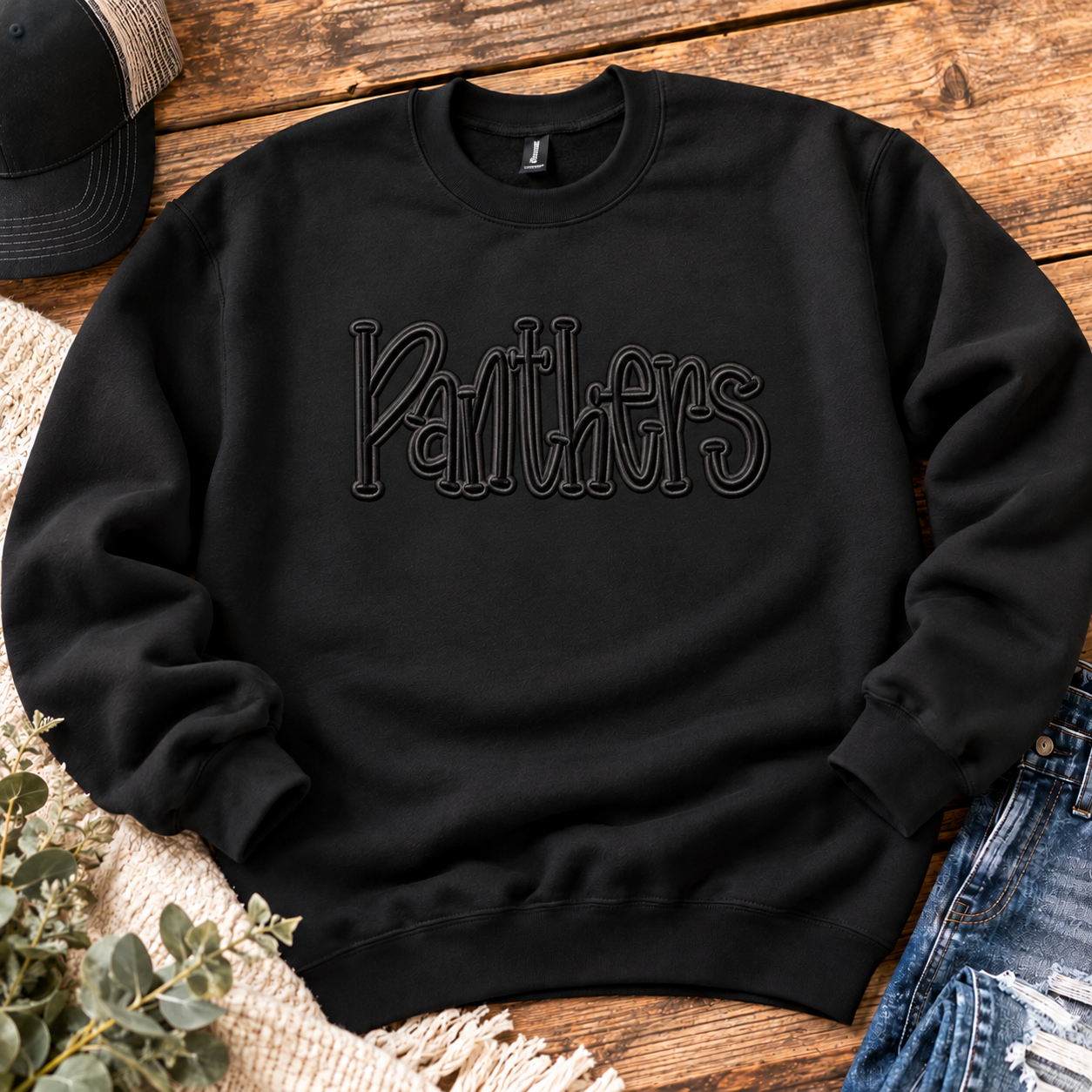 PANTHERS 3D Puff Embroidery Crew Neck