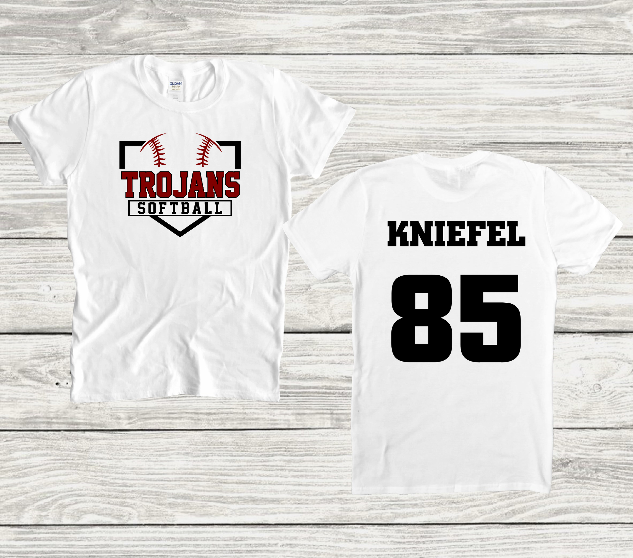 Trojans Softball Base Custom Back Tee