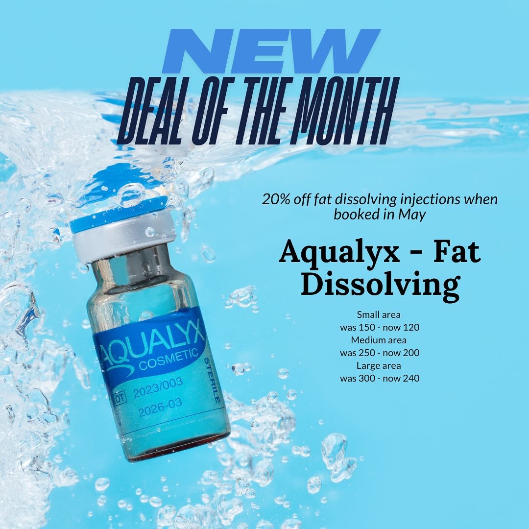 A little belated but new deal for May!
⭐️20% off fat dissolving treatment ⭐️

👍Great for removing those stubborn pockets of fat that just dont shift despite a healthy diet and exercise 

👎not a weight loss solution 

If youre not sure or have some 