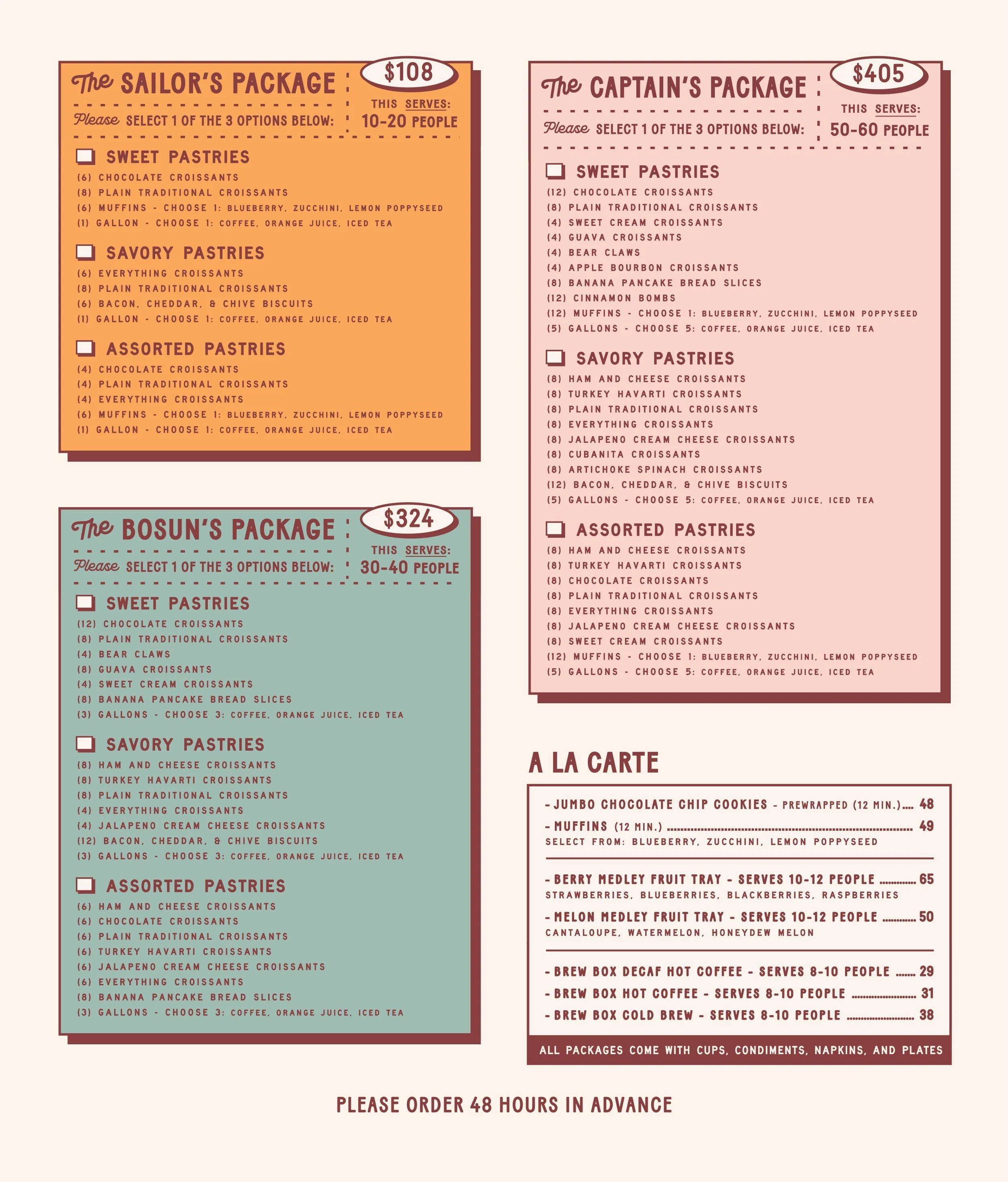 View catering menu as text