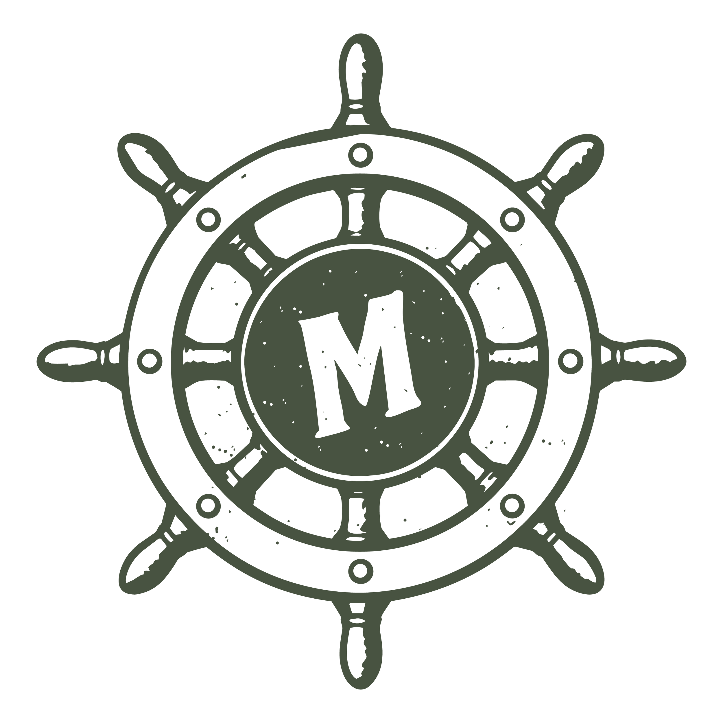 Ships Wheel with the letter M in the center