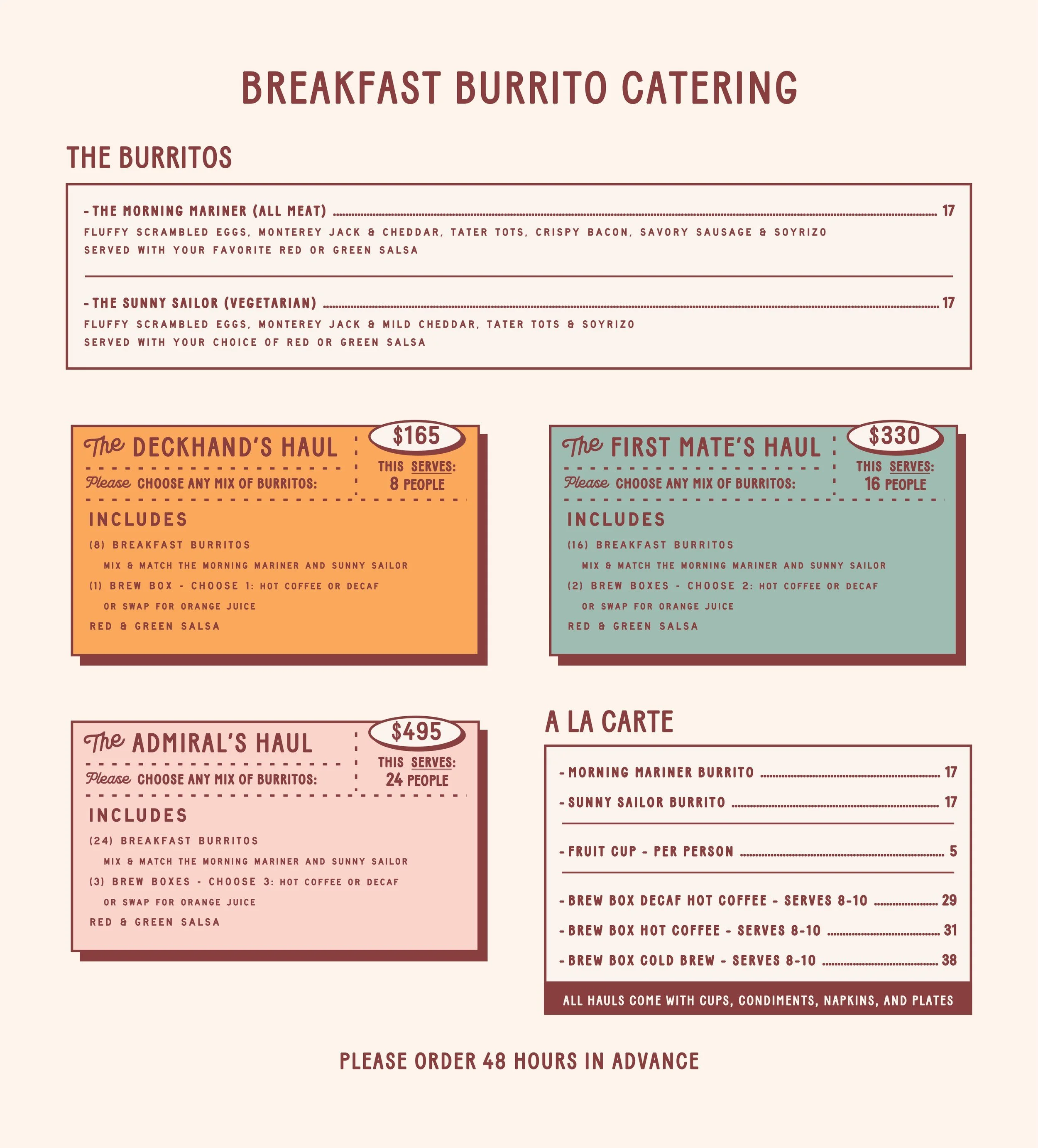 View catering menu as text
