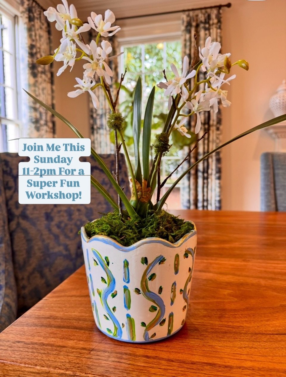 @heatherforddesign Studio
1600 Camden Rd 
This Sunday May 3
11-2pm

Mother&rsquo;s Day Mini Orchid &amp; Painted Pot Workshop! 🪴

Heather will guide you in painting your own vessel &amp; then I&rsquo;ll help you install a mini faux orchid! These mak