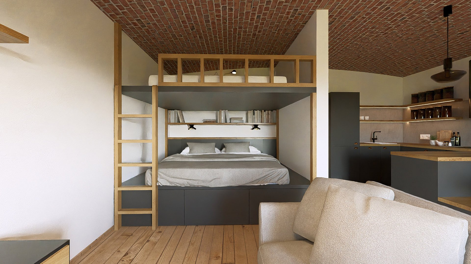 Detail na lůžkovou část apartmánu