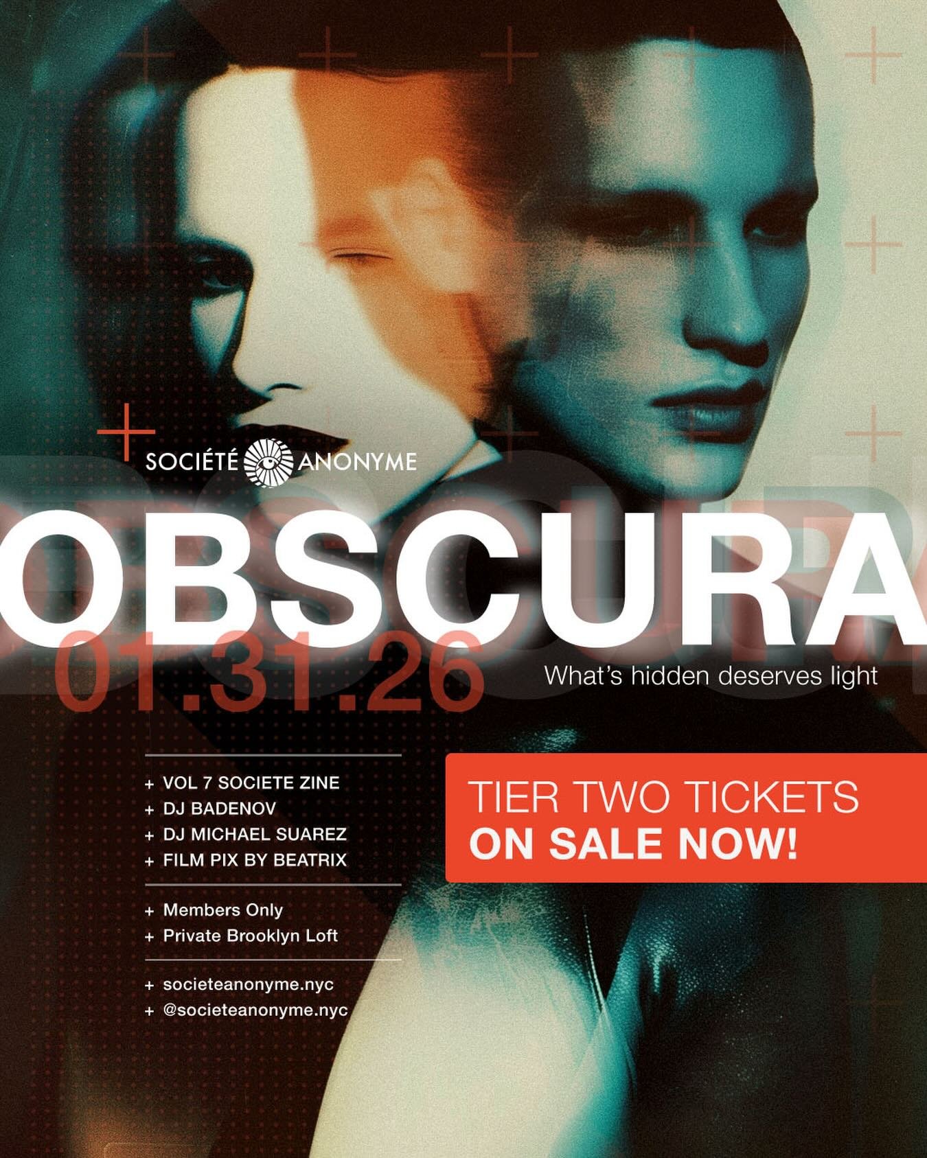 🌙TIER 2 IS LIVE🌙

We&rsquo;ve sold through our first release tickets for &ldquo;Obscura&rdquo;, our upcoming play/fetish event. Tier 2 tickets are now live and available for purchase. Join us Saturday Jan 31st at our private Brooklyn loft.

We cann