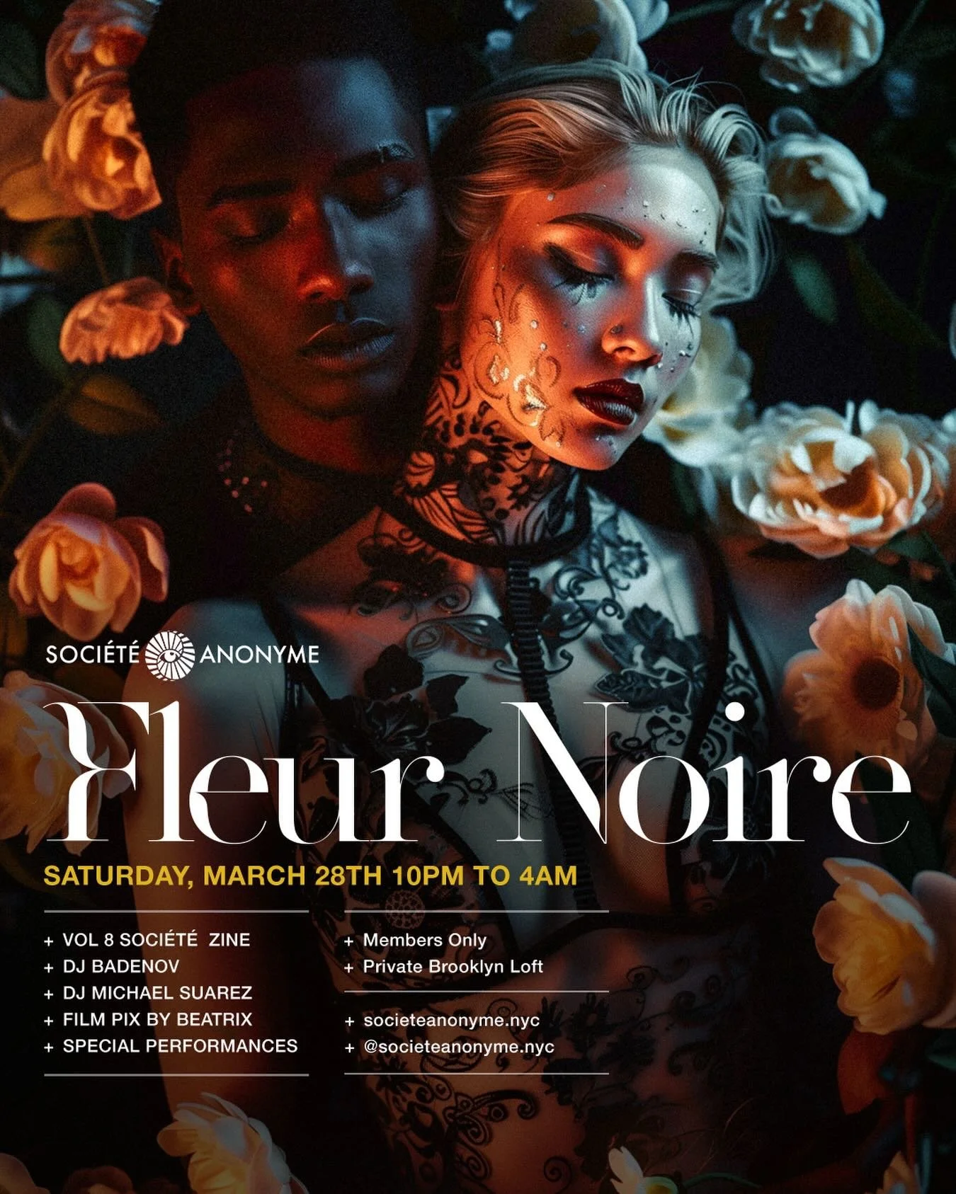🦋LIVE: TIER 2🦋

We&rsquo;ve unlocked the next batch of tickets to our March play event, &ldquo;Fleur Noire&rdquo;, taking place on Saturday March 28th.

Fleur Noire is a celebration of spring after dark. Join us as we return to appetite, touch, and