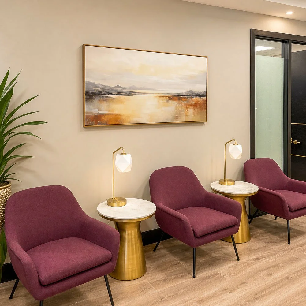 Quiet waiting area at Guide Behavioral Health with comfortable seating designed for teens and families