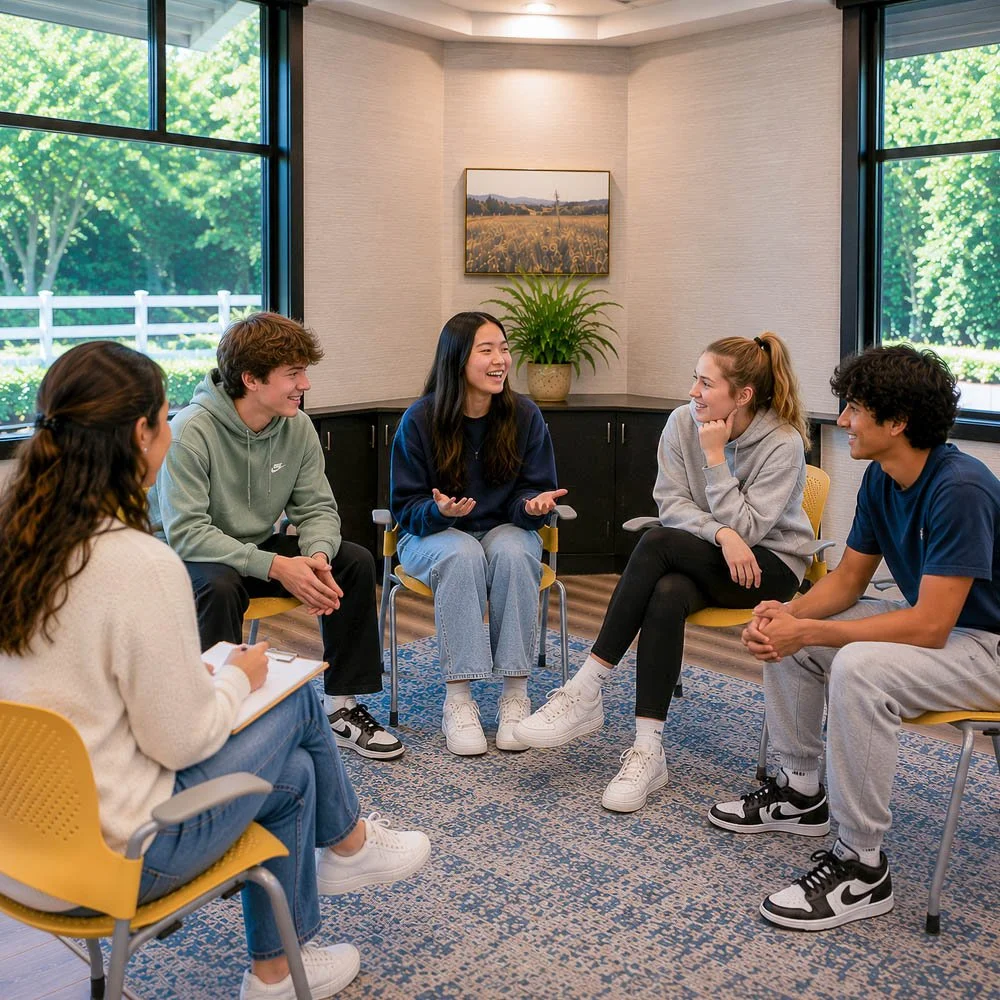 Teens participating in a CBT and DBT skills group at Guide Behavioral Health