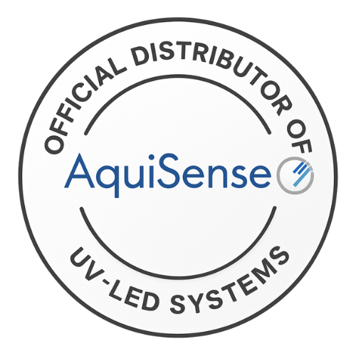 Logo for AquiSense, an official distributor of UV-LED systems.