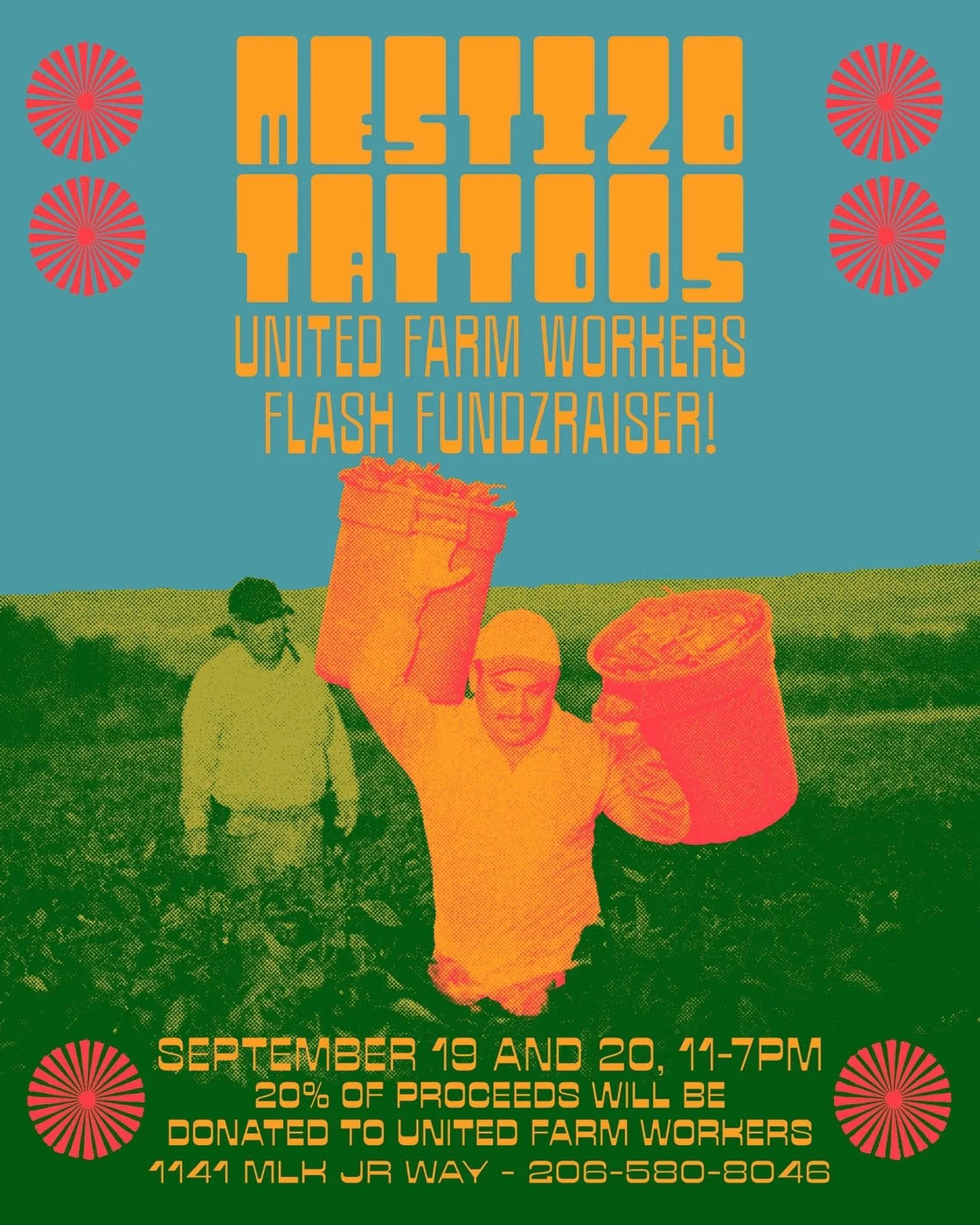 Flash Fundraiser for United Farm Workers‼️

🌾September 19th and 20th

🌾20% of proceeds will benefit UFW

🌾Designs start at $100

Hope to see y'all there‼️

1141 MLK JR WAY
206-580-8046
.
.
.
#tattoo #tattoofun #flashtattoo #flashtattooart #seattle