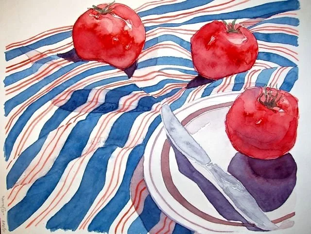 TOMATOES AND STRIPES
watercolor on paper