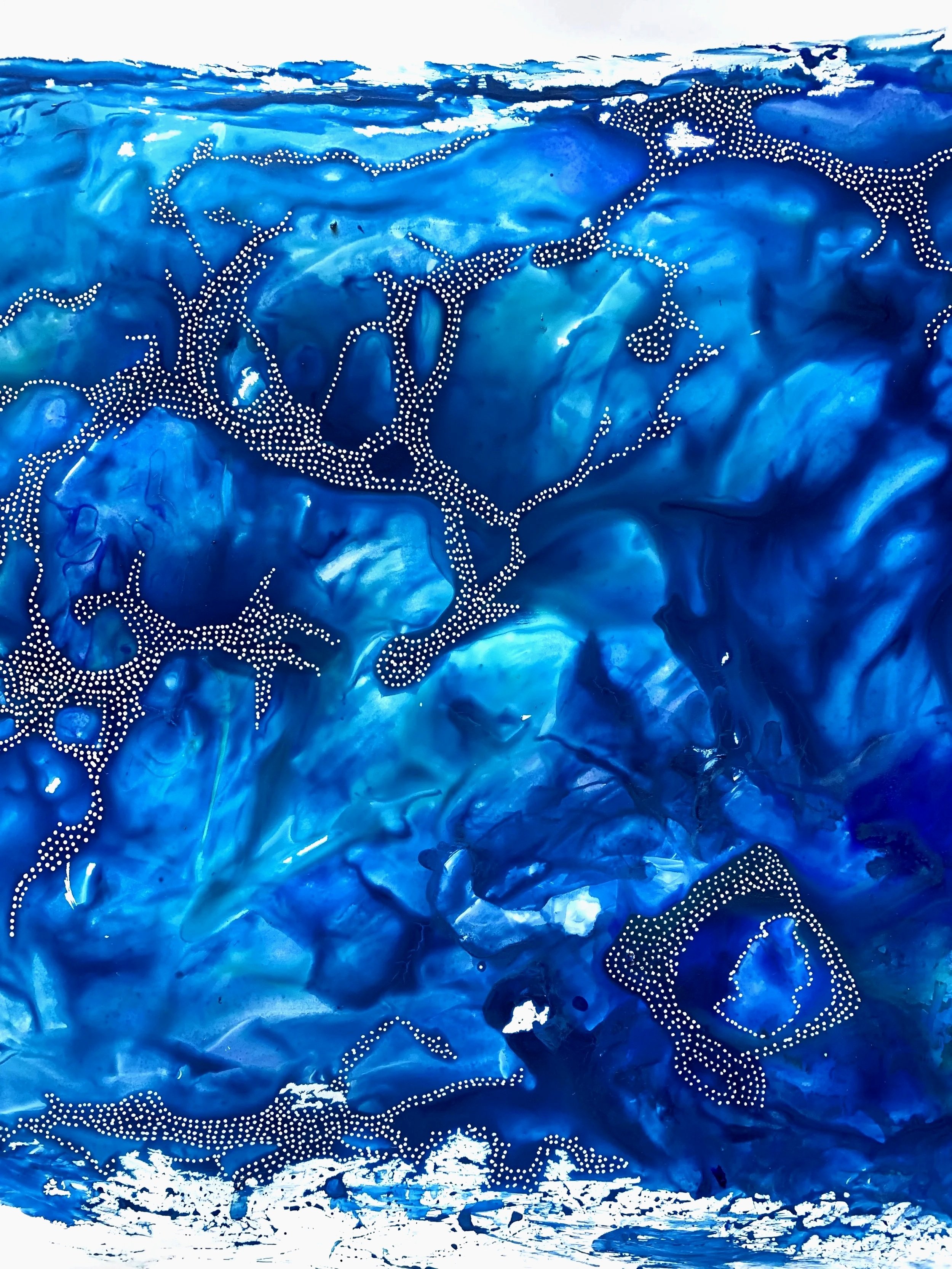 RHAPSODY IN BLUE
acrylic ink, high flow acrylics on synthetic paper, 11"x14"