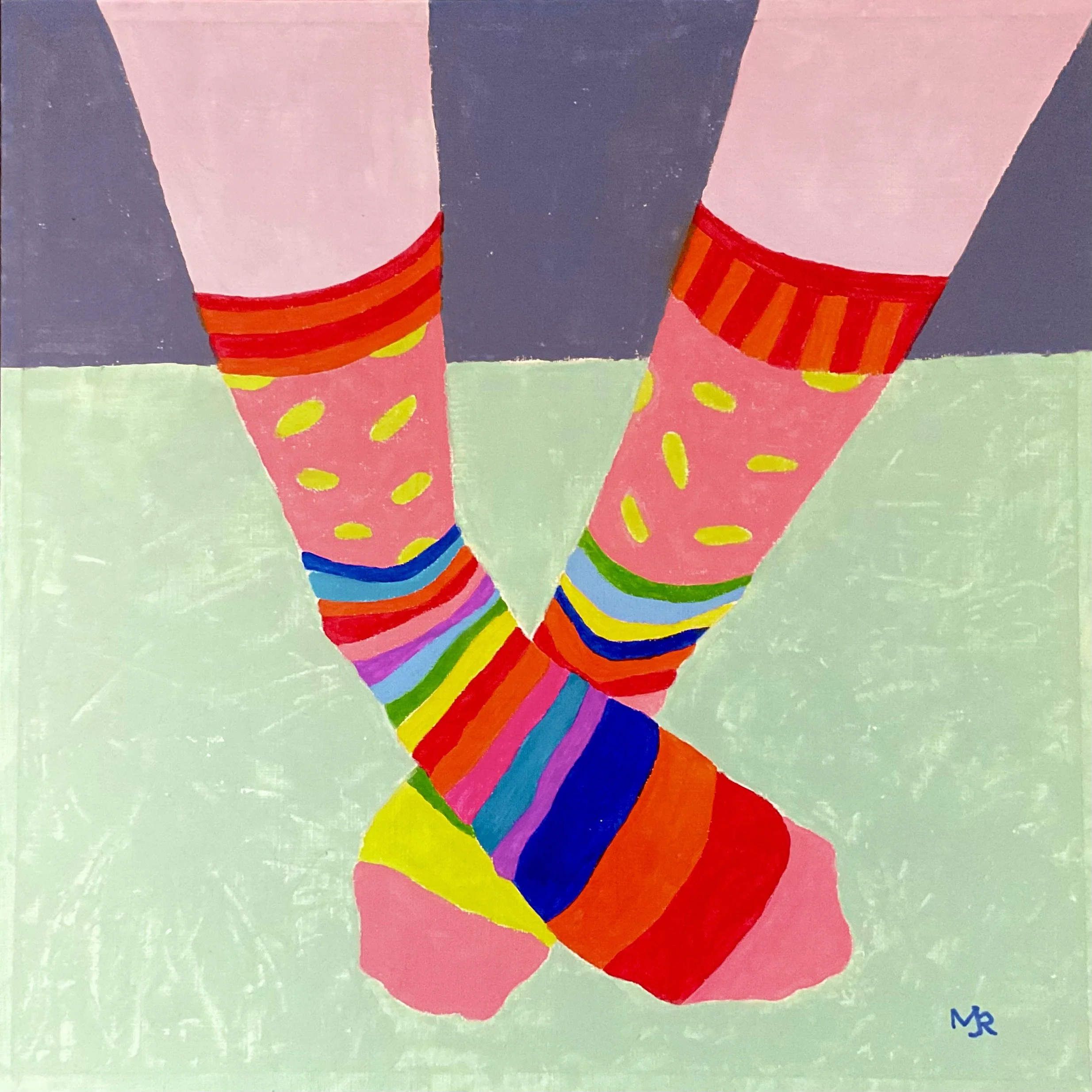 SOCK LOVE 3
acrylic on paper mounted on panel, 12x12"