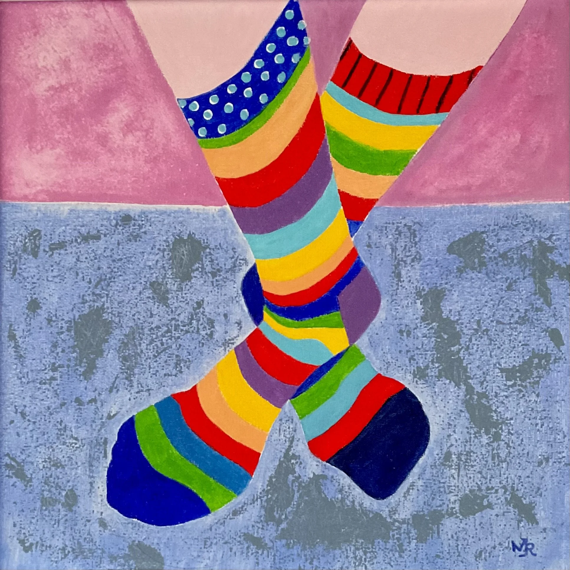 SOCK LOVE 2
Acrylic on paper mounted on panel, 12x12"
