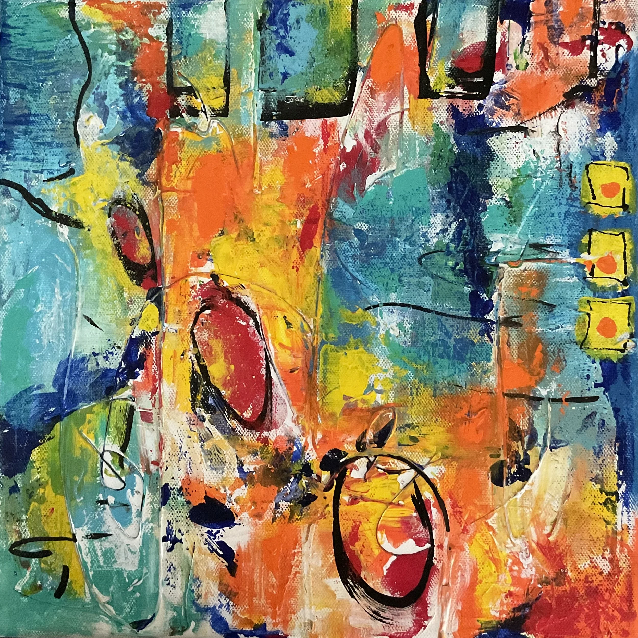 A RIOT OF JOY
Mixed Media on canvas, 12x12''