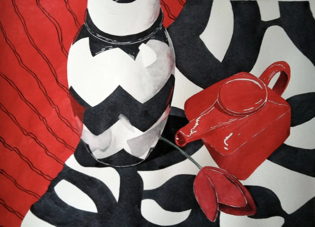 POTS WITH TULIP
watercolor on paper