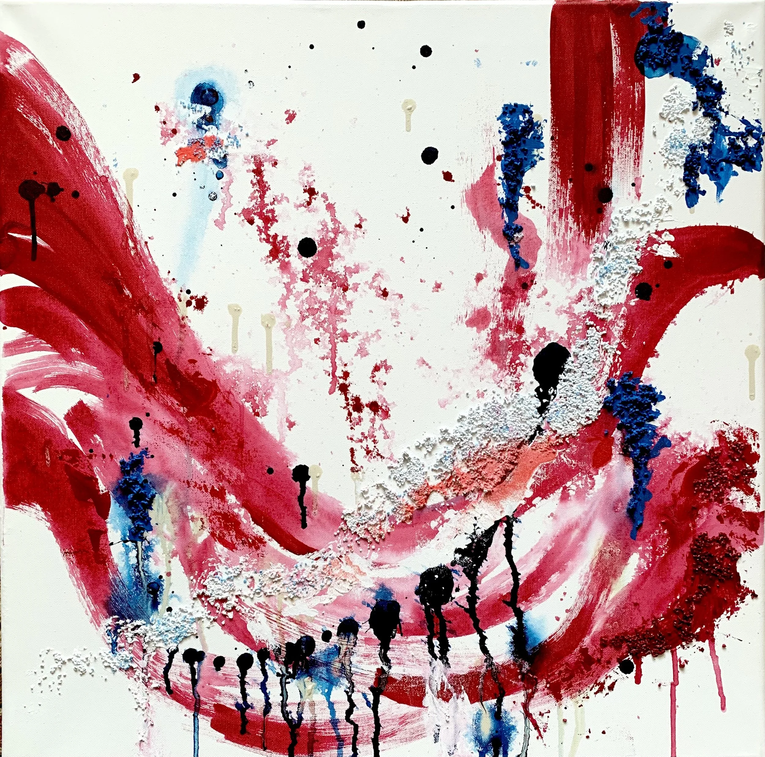 BORN N FIRE, HELD IN HOPE
Mixed Media on canvas, 24x24''
