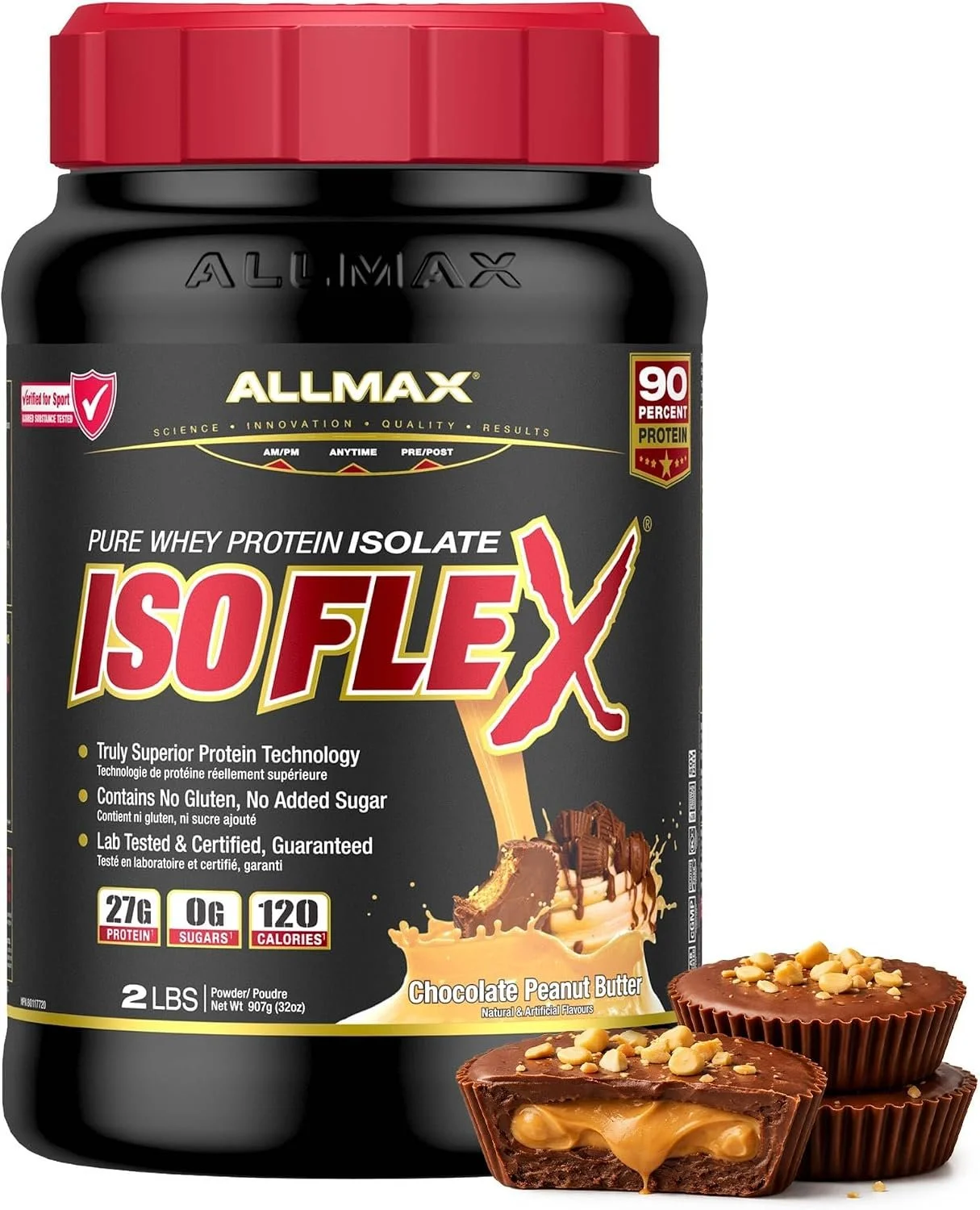 ALLMAX Isoflex Chocolate Peanut Butter protein powder, 2 lb tub