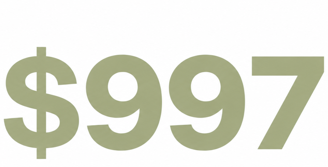 Large green text displaying the price, "$997".