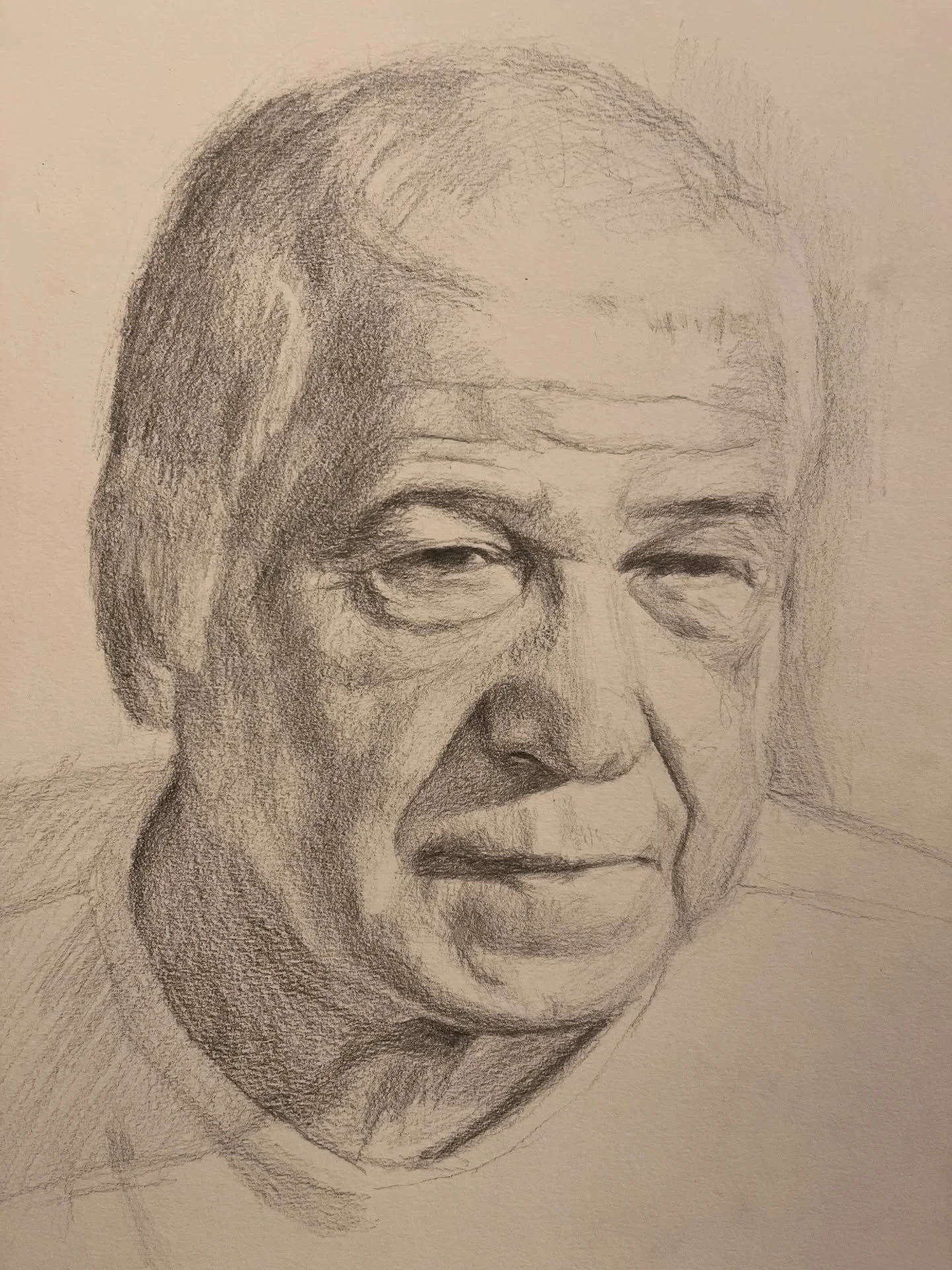 Day 92. Hardly ever look intently at an older face, thought I&rsquo;d give it a go. 
#art #portraitaday #graphite