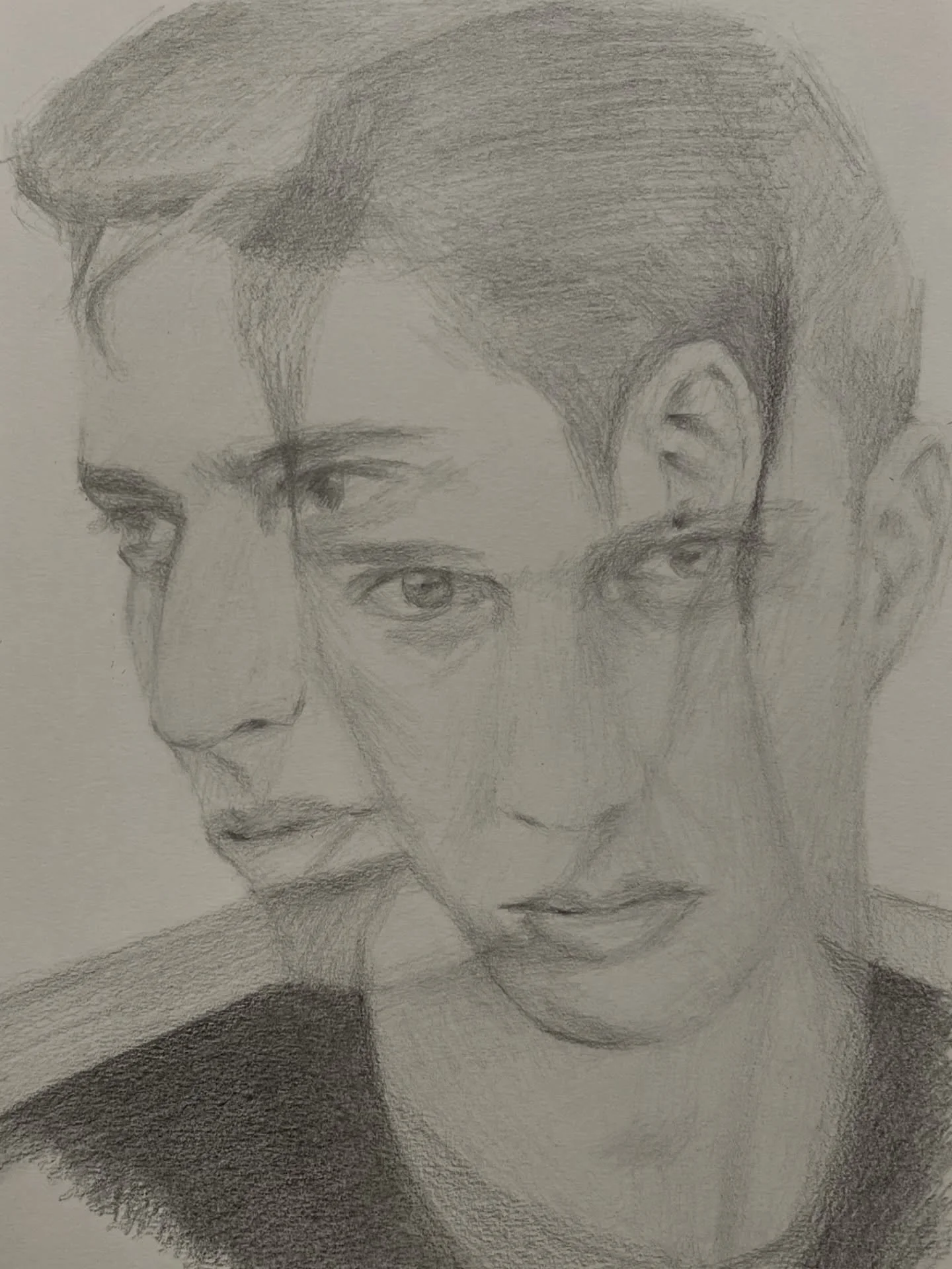 Day 83 and 84. Tried a quick one to make up for some days not posting, I&rsquo;m calling this two portraits in one&hellip;! #portrait #graphite #art #drawing