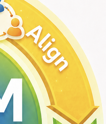 Part of a colorful circular diagram with the word 'Align' on a yellow background.