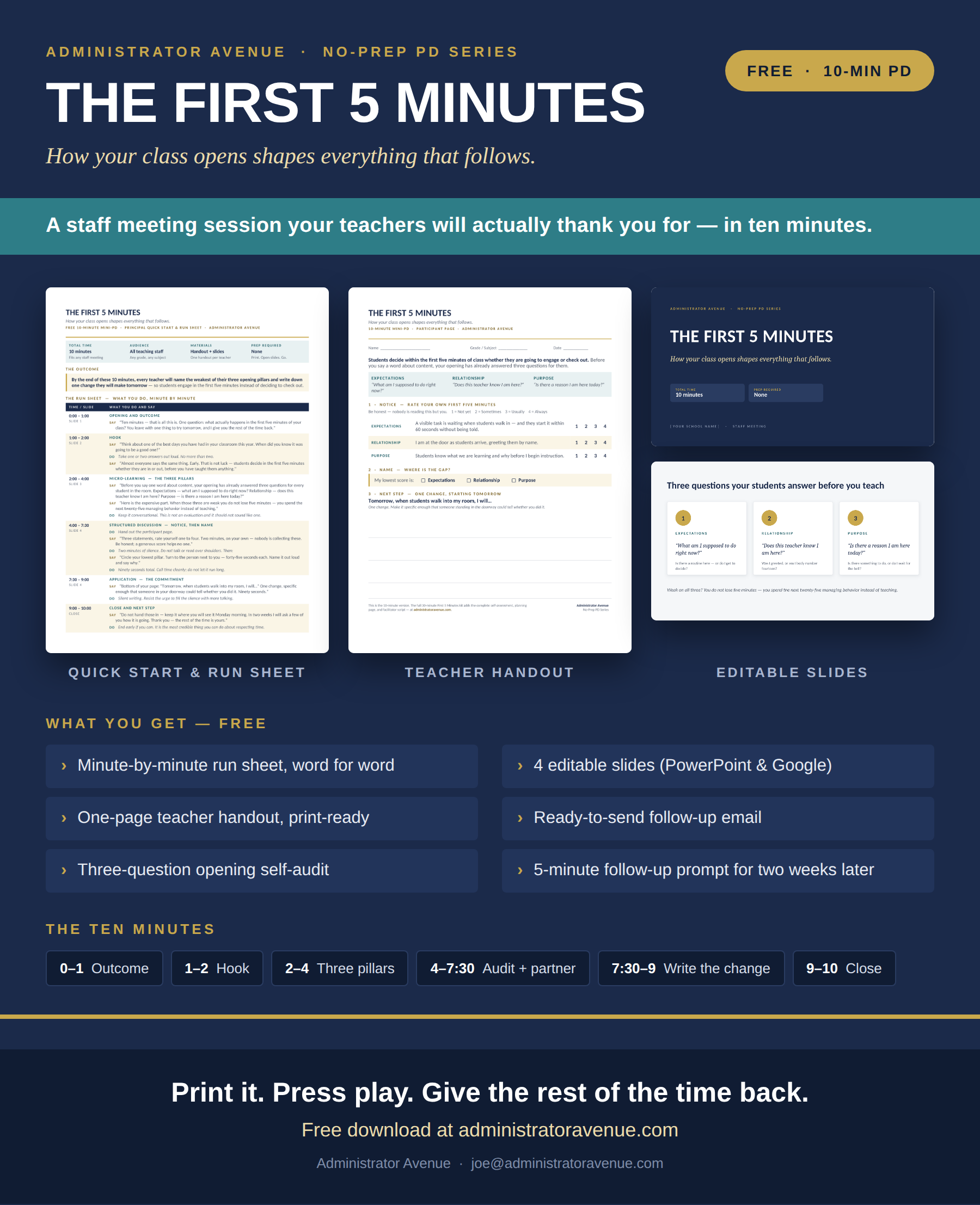 NO PREP - 10 MINUTE STAFF MEETING - THE FIRST 5 MINUTES - FREE RESOURCE