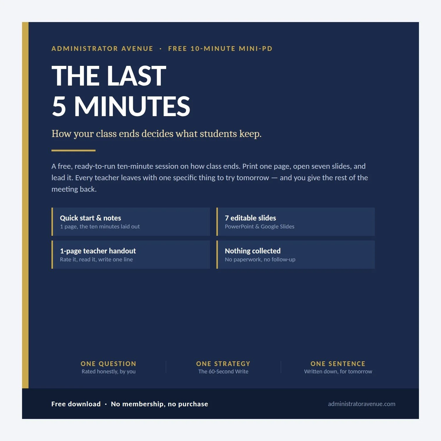 The Last 5 Min | No Prep | 10 min PD | Free Resource for Administrators