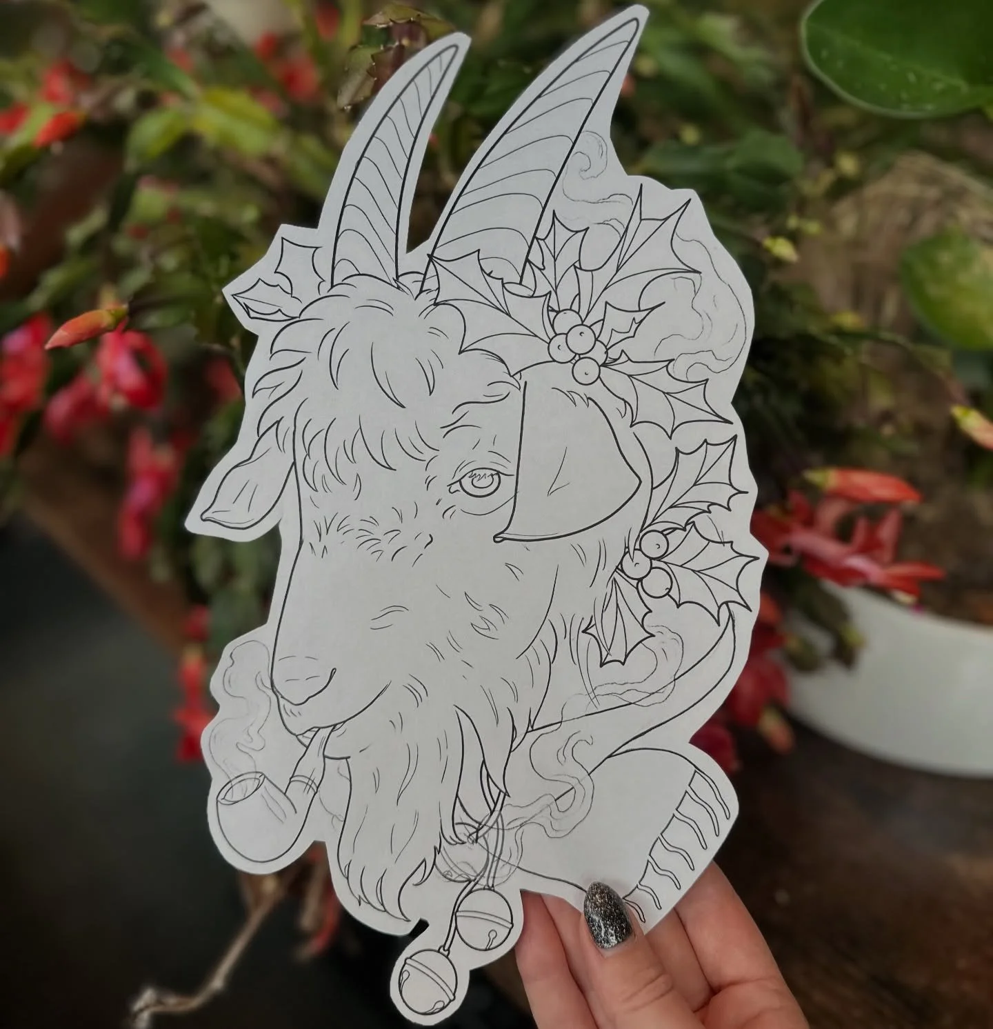 *Available*
It&rsquo;s been so long since I&rsquo;ve had the time or energy for a predrawn design! I finally had a free evening last night and decided to draw up this Yule Goat, which was an idea bouncing around my mind for a while. 

I definitely wi