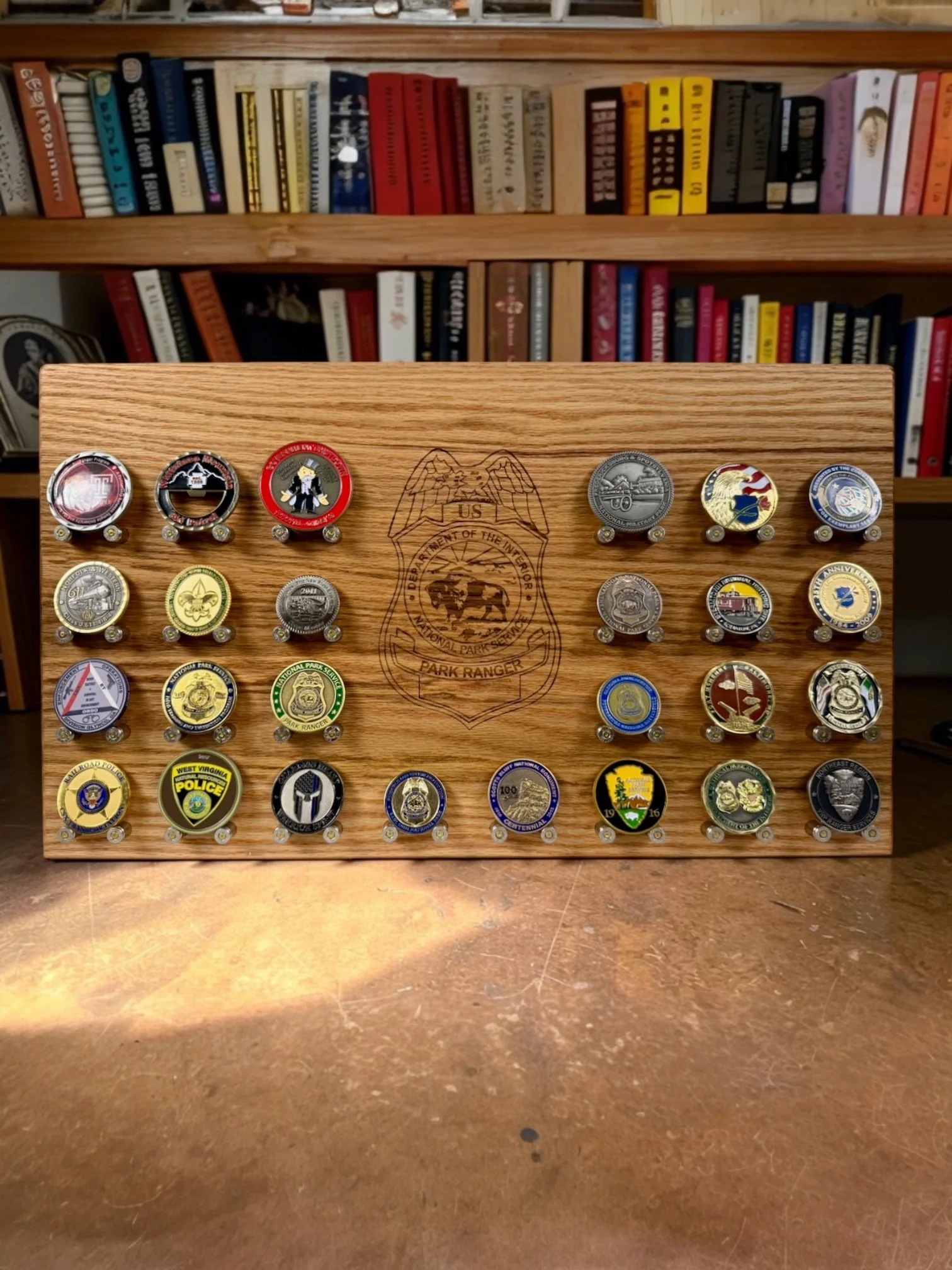 26 Challenge Coin Display with additional engraving space