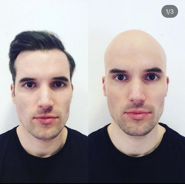 Vinyl bald cap application by Raymond McArtur.