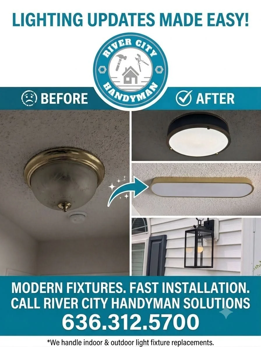 Before and after: dated hallway light fixture replaced with a modern flush-mount ceiling light