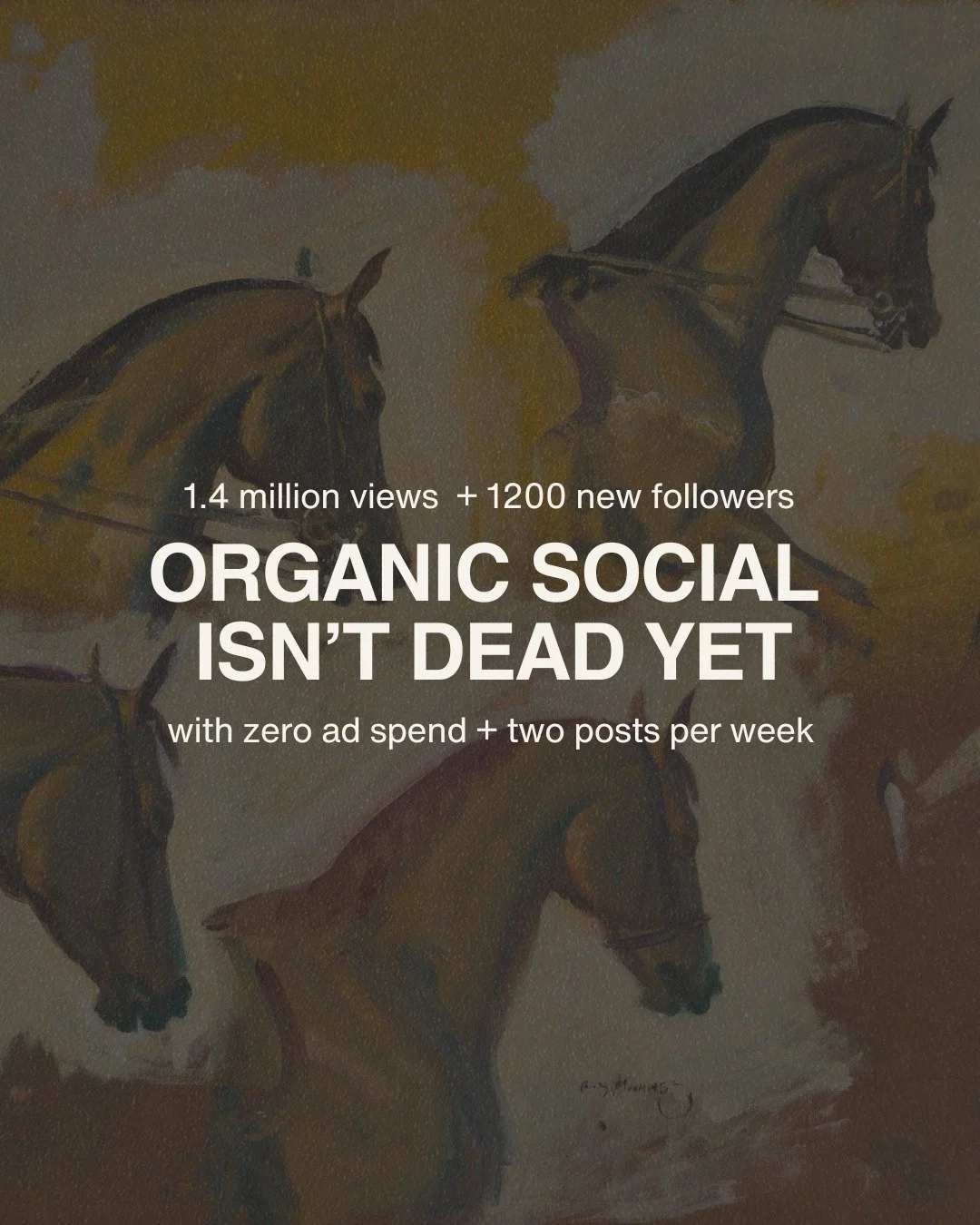 the rumors of organic social's demise have been greatly exaggerated! from december to march, i posted about 2x a week with no ad spend or consistent cadence... which generated 1.4 million views, reached 82% non-followers, gained 1200 new followers, a