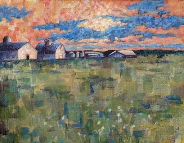 Sunrise Over Hoard Farm - Acrylic on Canvas