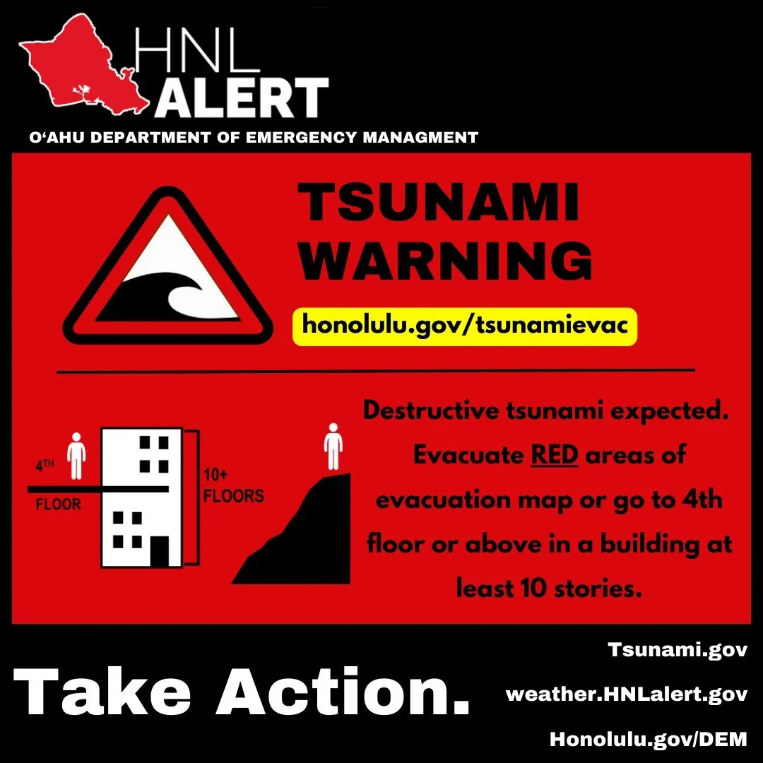 Classes Cancelled due to Tsunami Warning.

Earliest waves arrive at 7:10pm