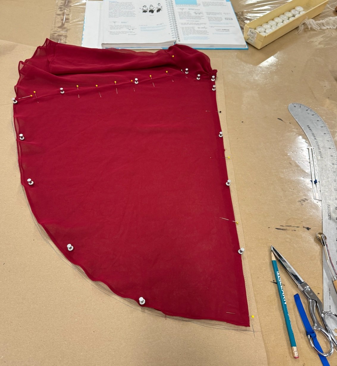 Tracing the back half of the capelet.