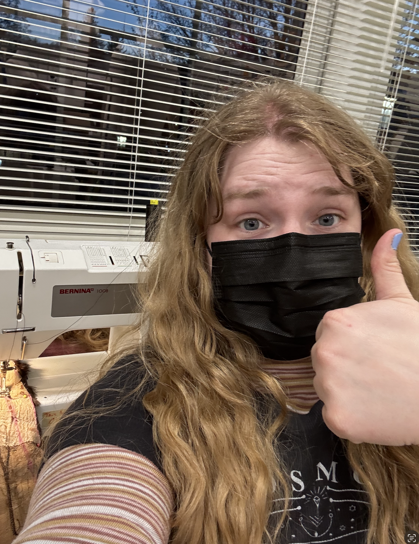 Due to the integrity of the vest, I had to wear. a mask while sewing because of the fur fibers.