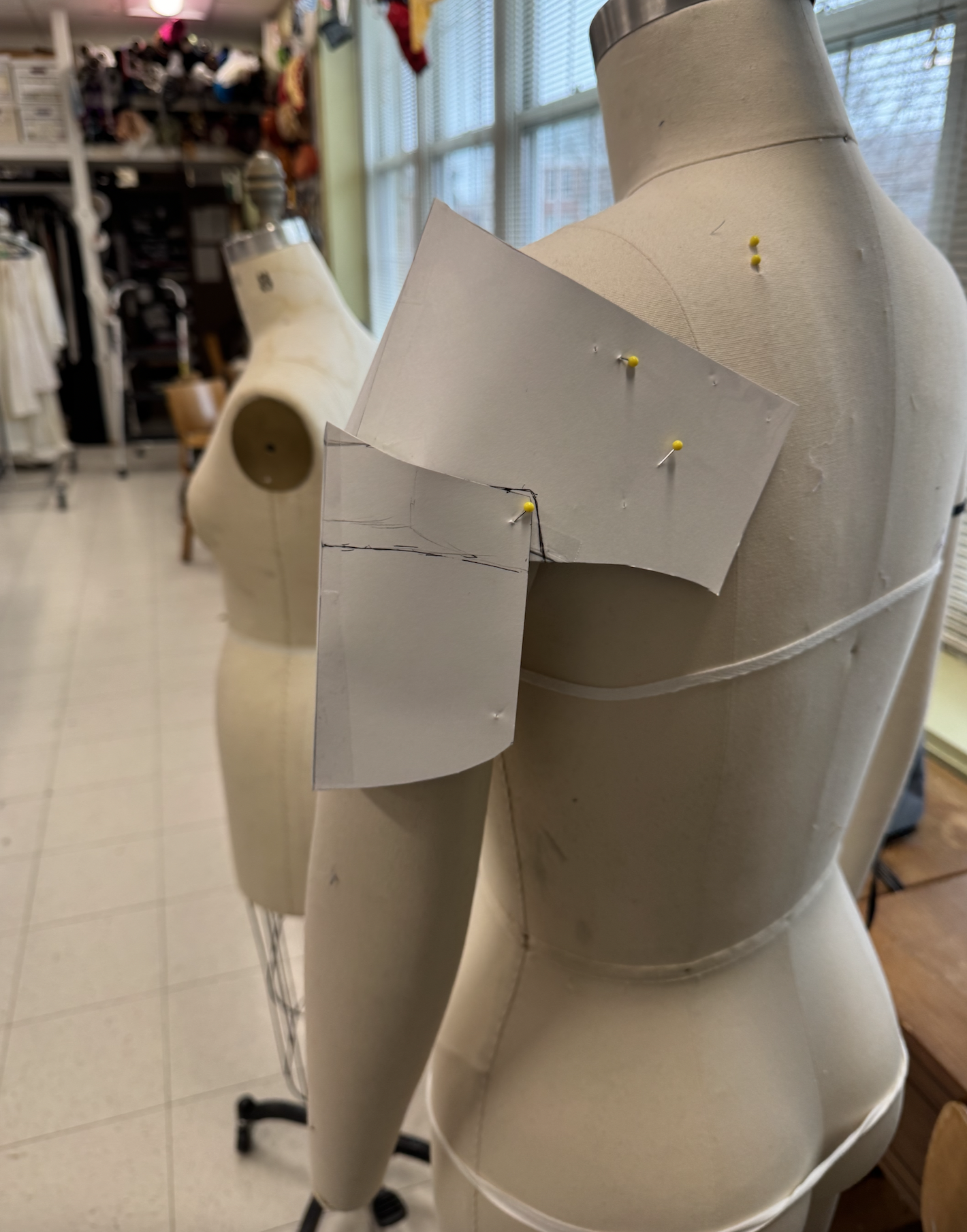 Back view of the initial paper mock up.