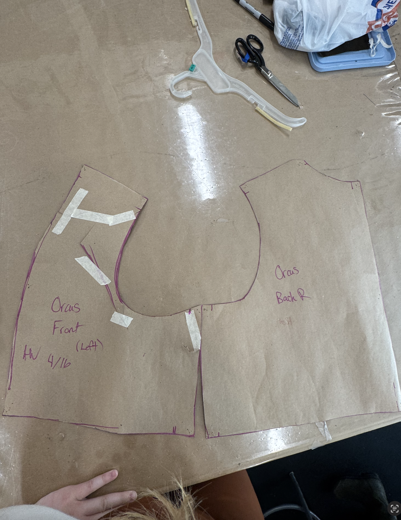 Paper pattern created before tracing.