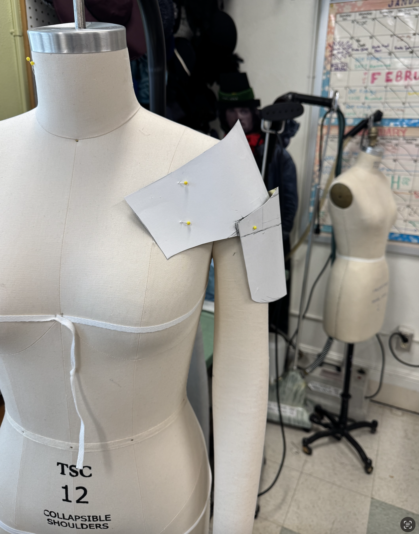 Front view of initial paper mockup.