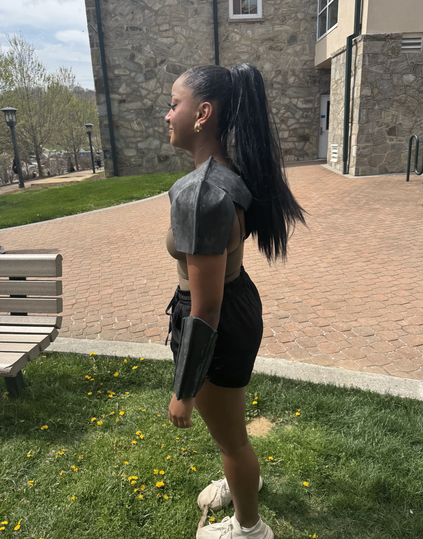 Final fitting before the armor is painted, side view.