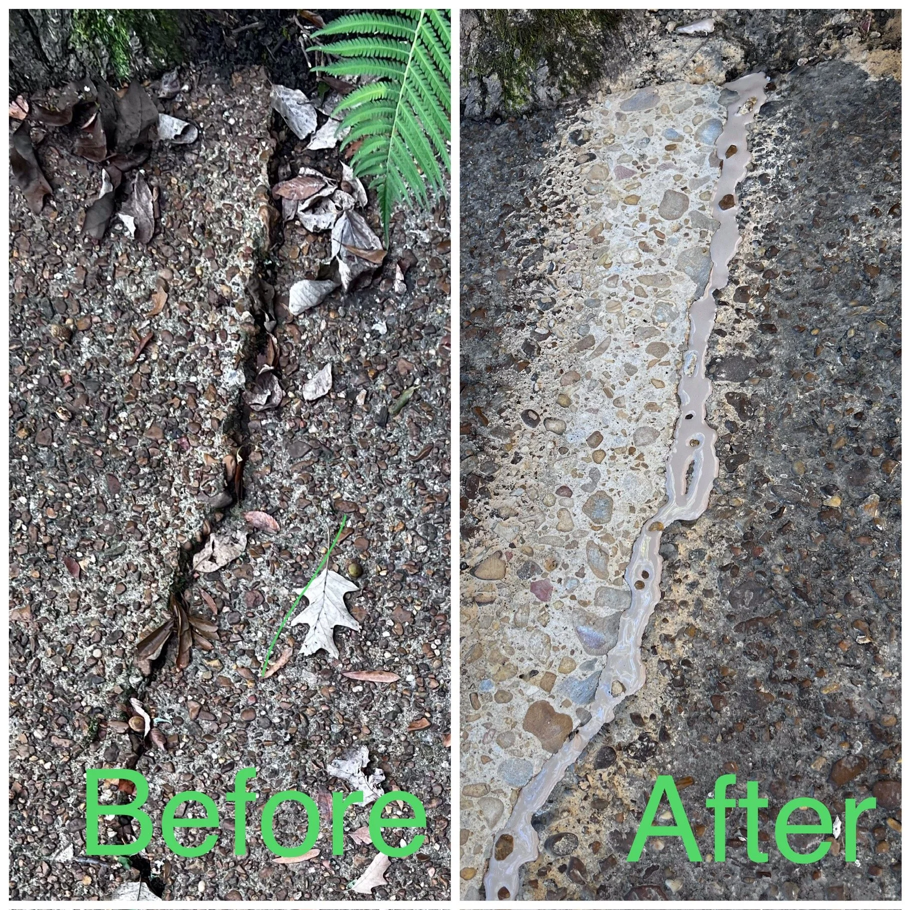 Grinding and caulking with custom pebble additions