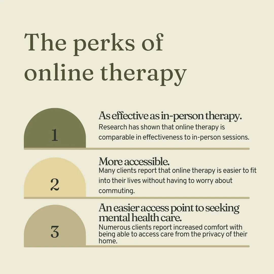 It can feel tough to decide between accessing therapy in the traditional way, through an in-person practice versus the relatively new option of telehealth and accessing therapy online. ⁣💻
⁣
Only you know what&rsquo;s best for you; and sometimes you 