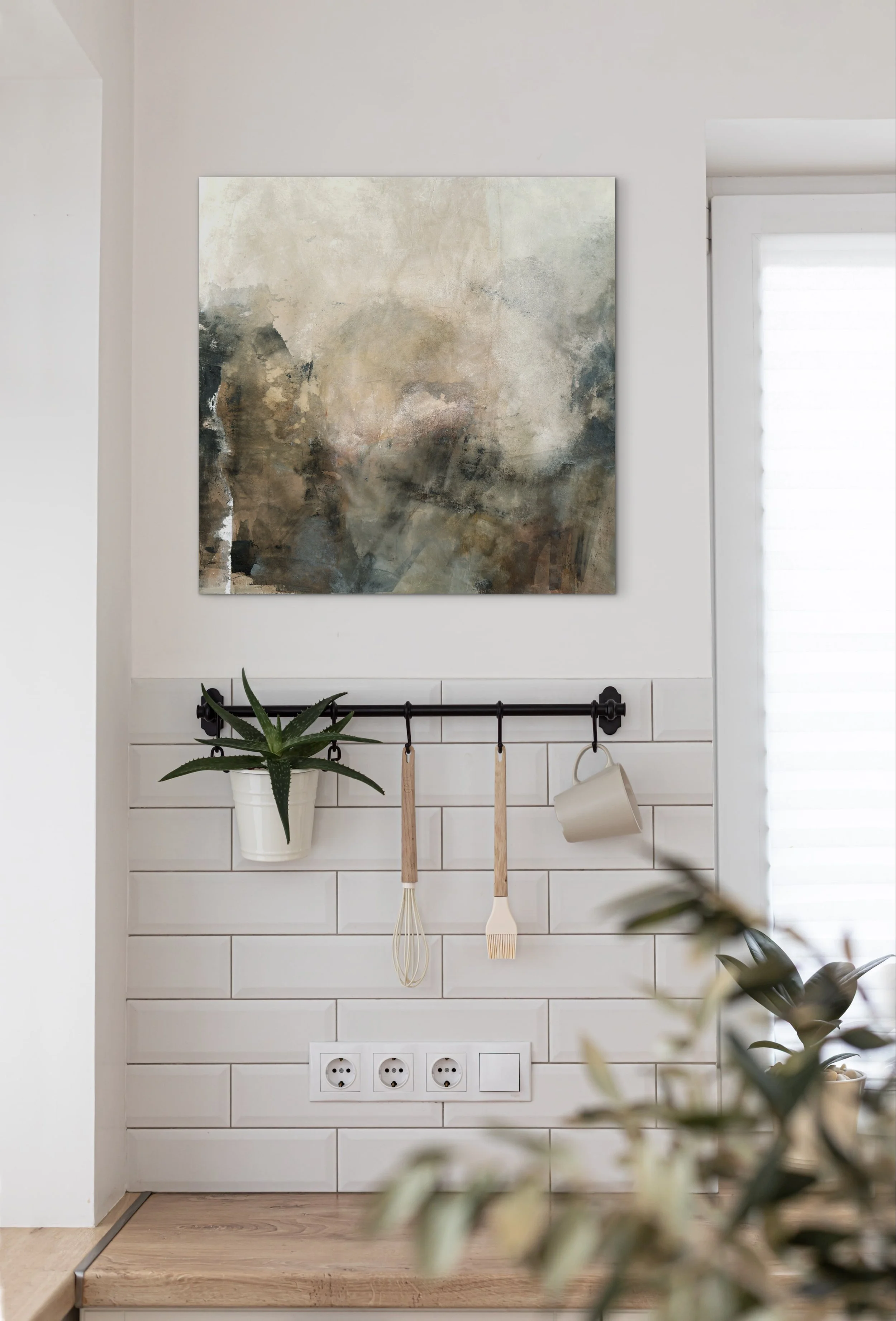 Inner Compass 24x24 abstract art print in kitchen