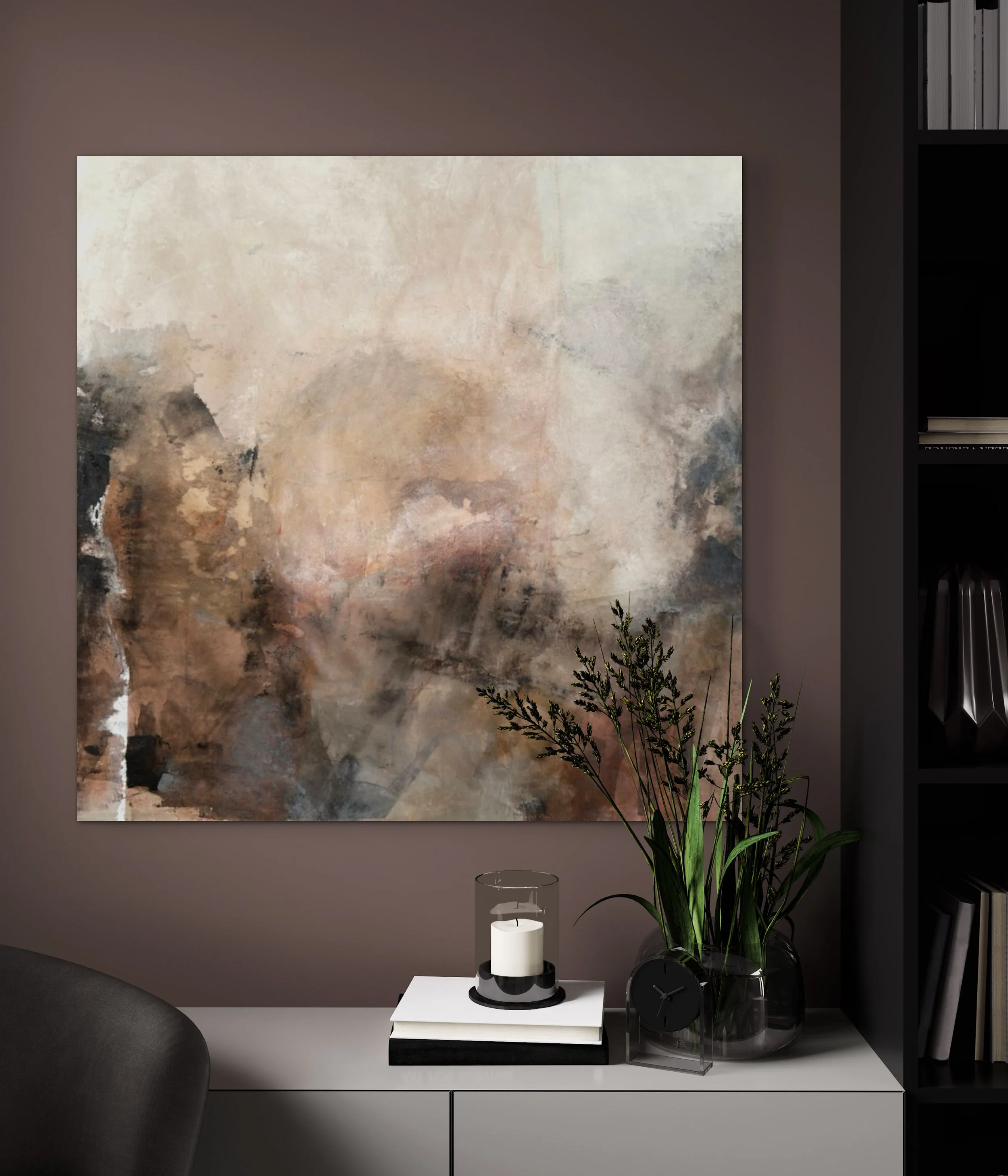 Inner Compass abstract art print styled in a moody interior.jpg