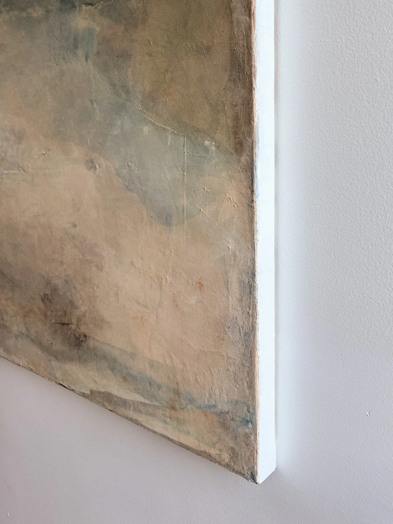Side view of Wayfinder painting showing textured surface and painted canvas edge