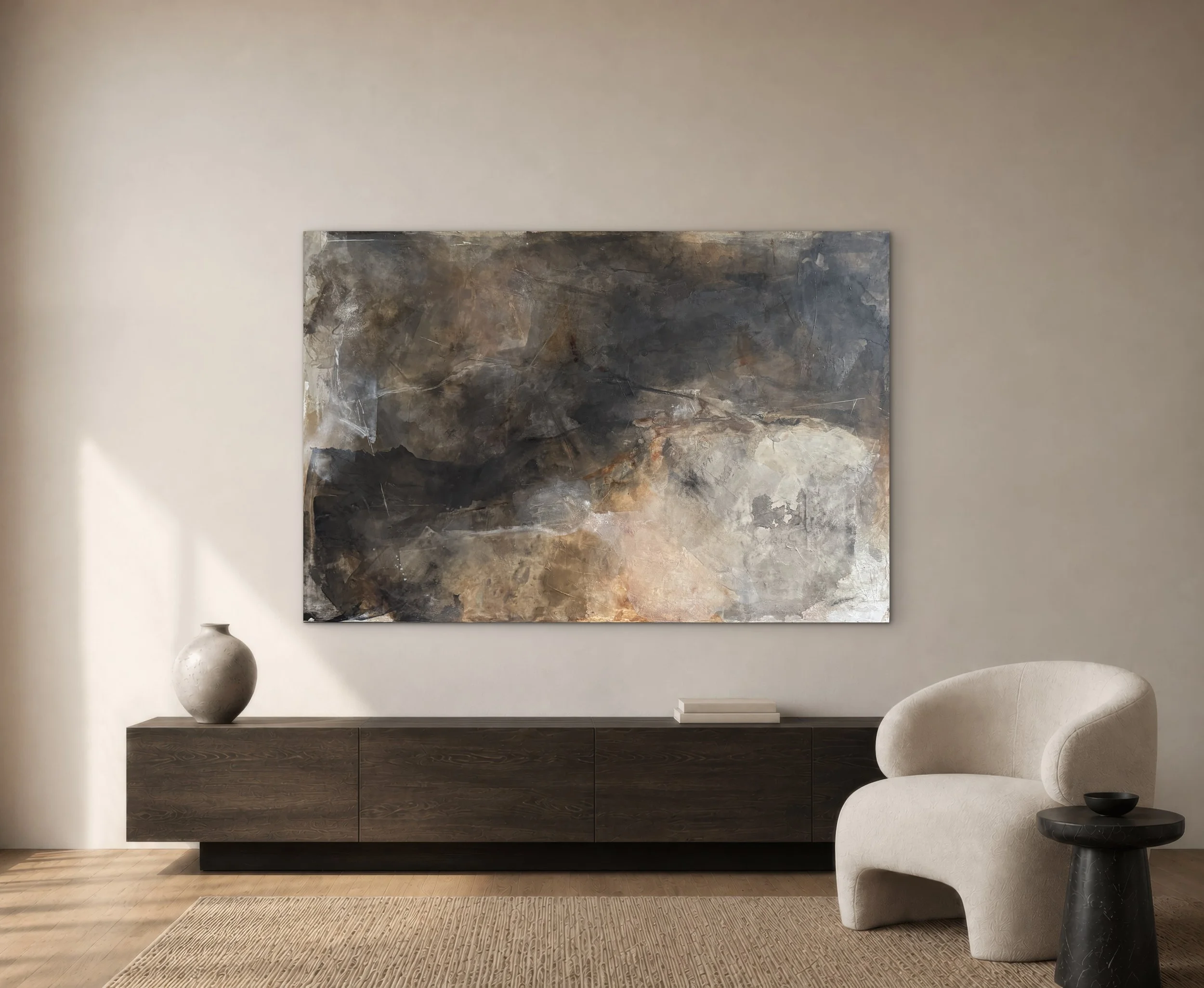 Excavation is a large textural abstract painting by Seattle artist Melanie Biehle.
