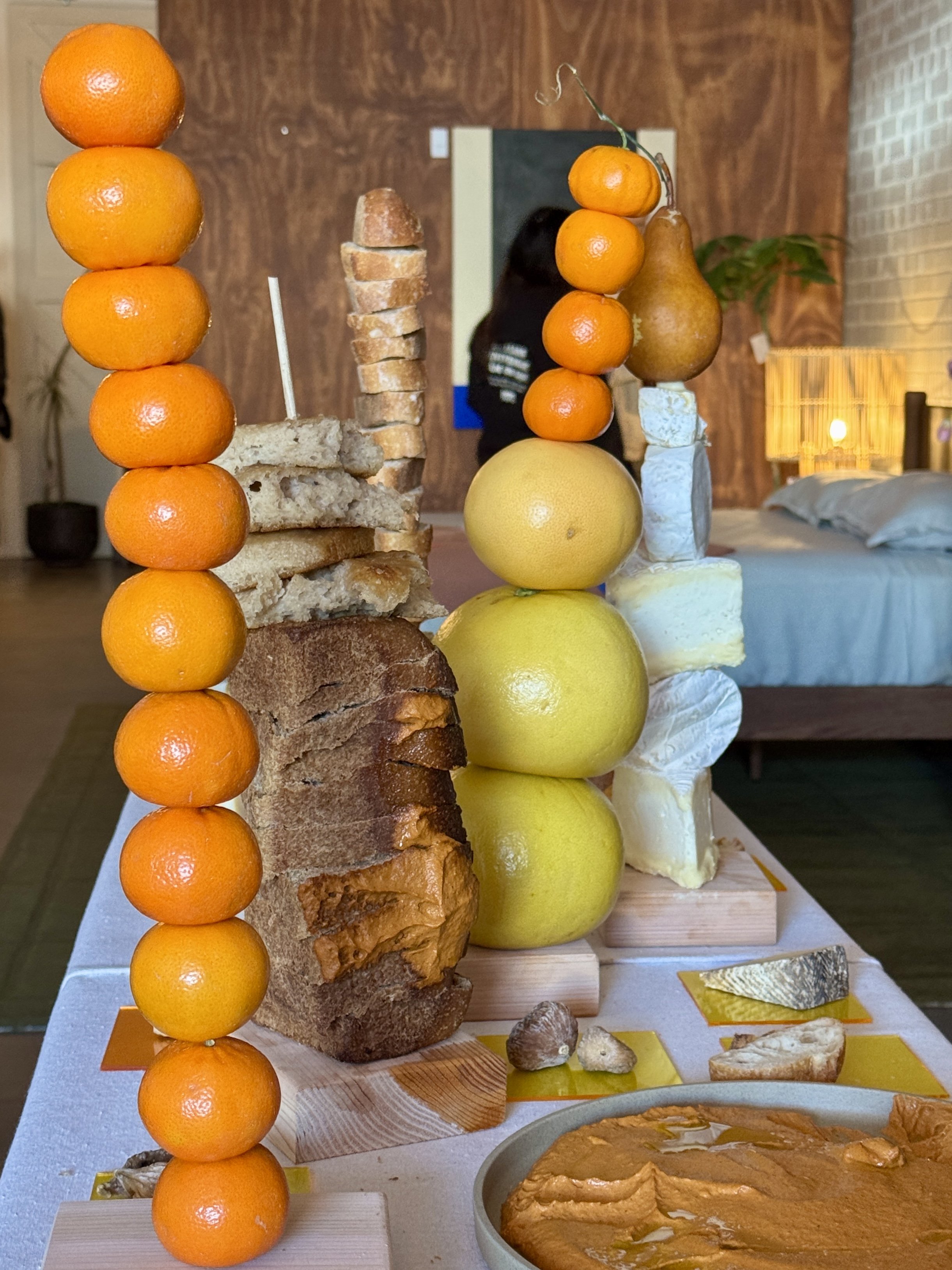 Sculptural food display at The Living Room pop-up in Seattle.